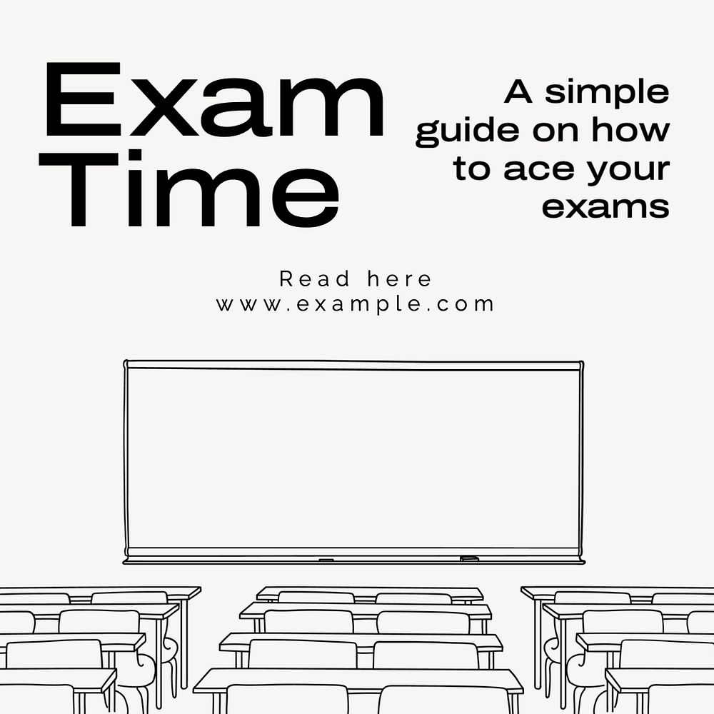 Exam time Instagram post template, editable text