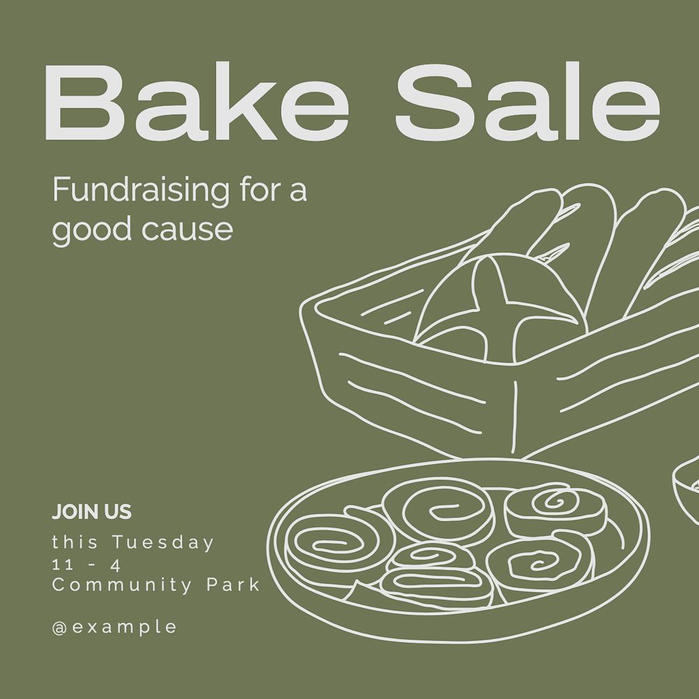 Bake sale Instagram post template, editable text