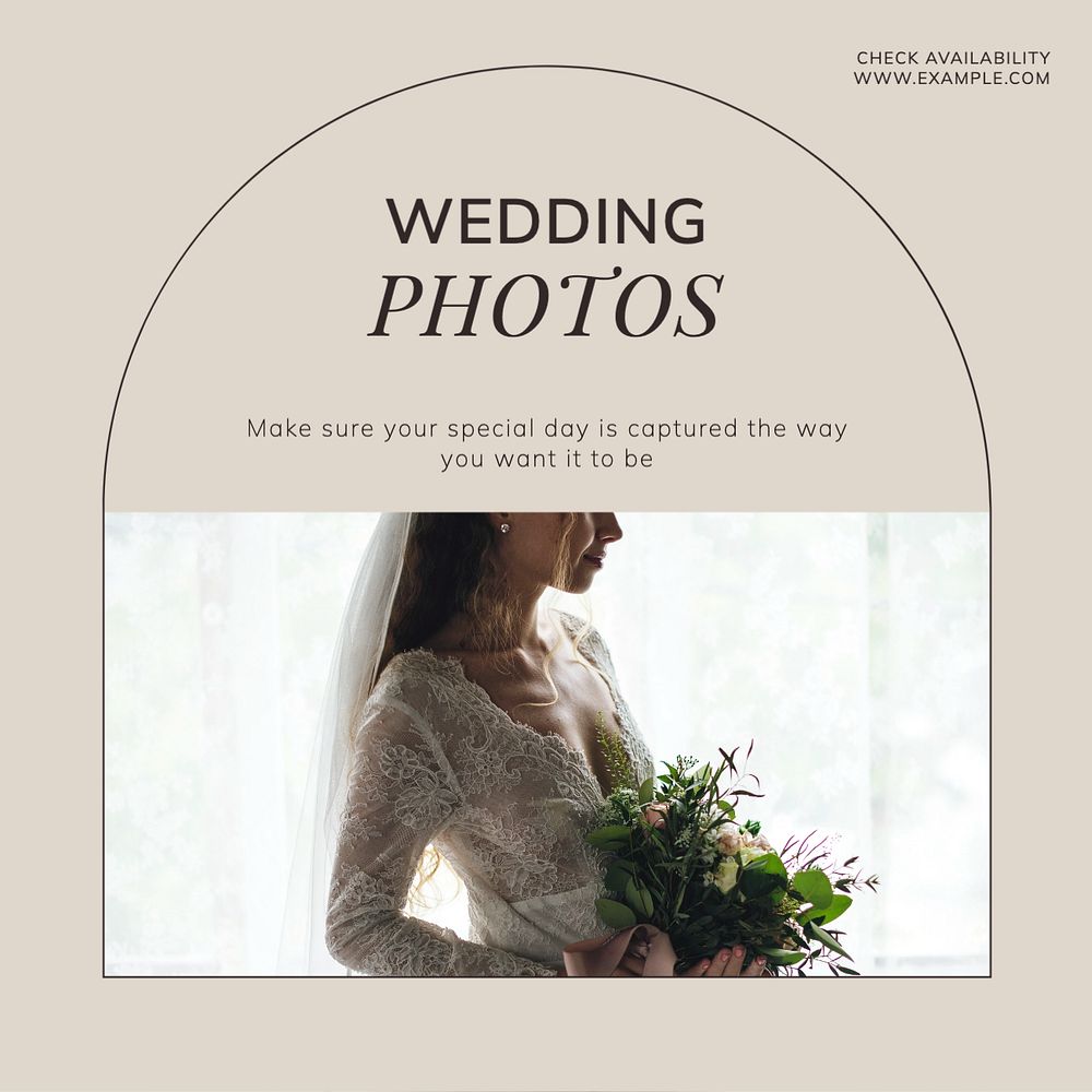 Wedding photos Instagram post template, editable text