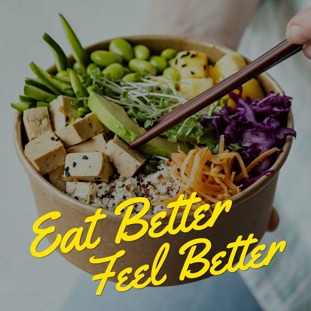 Healthy eating quote Instagram post template, editable text
