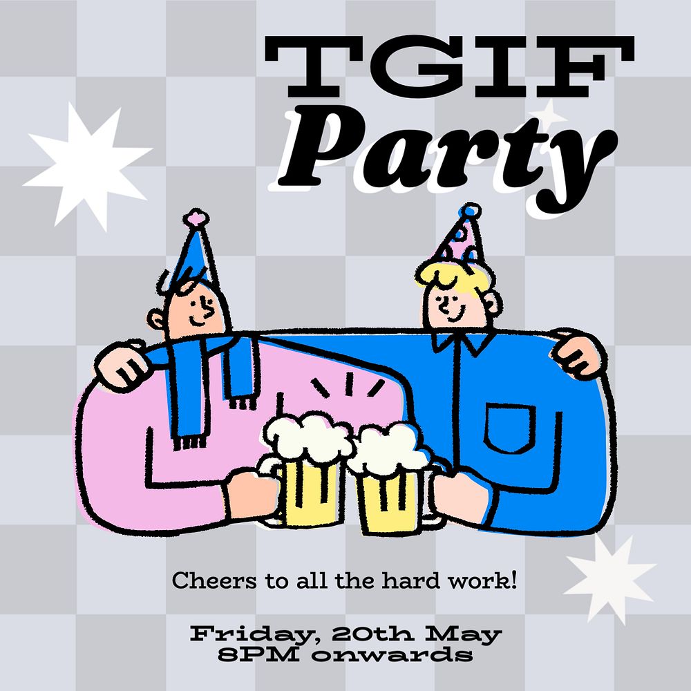 TGIF party Instagram post template, editable text