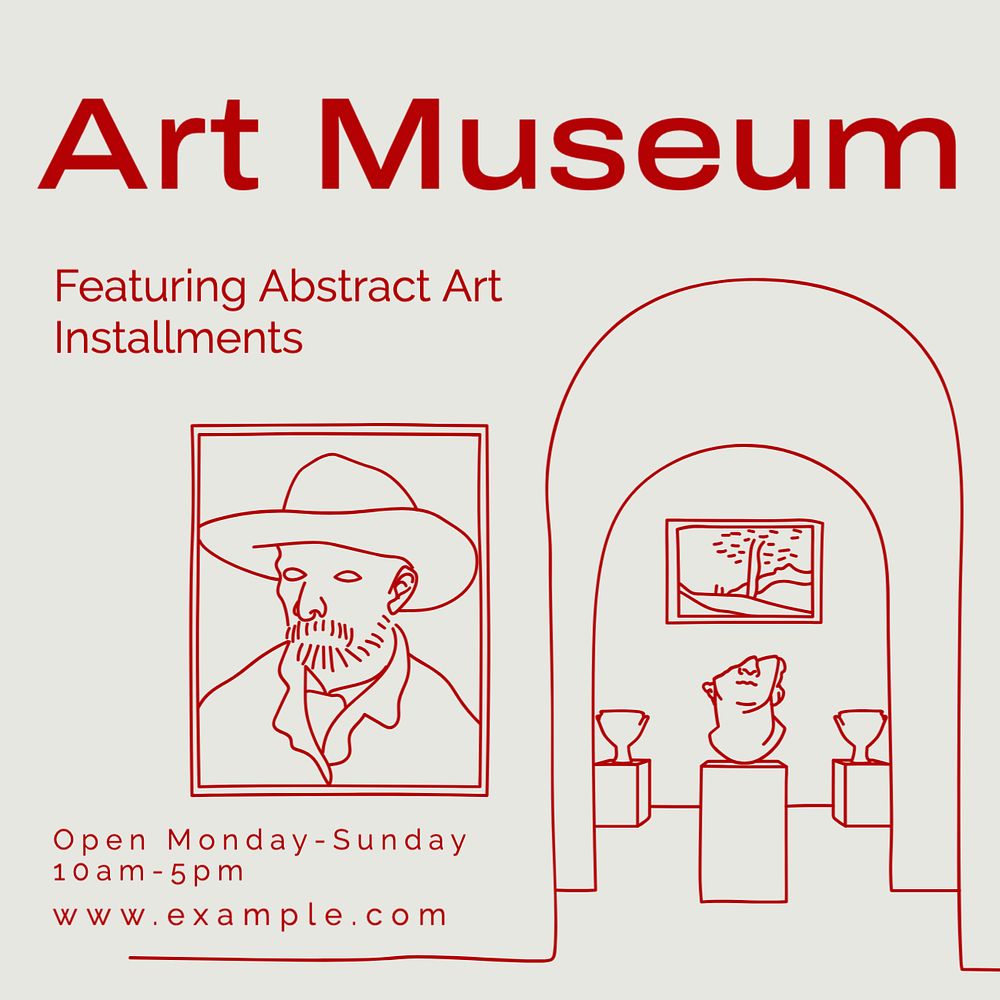 Art museum Instagram post template, editable text