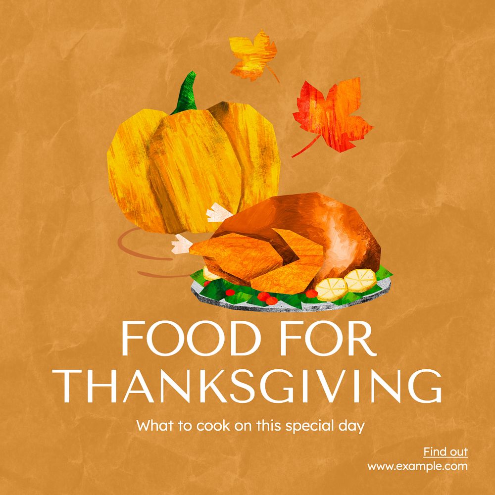 Thanksgiving food Instagram post template, editable text