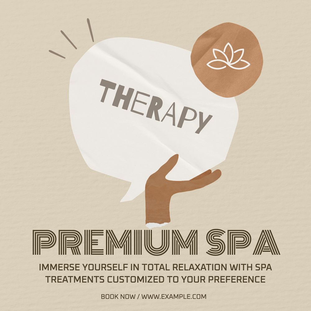 Premium spa Instagram post template, editable text