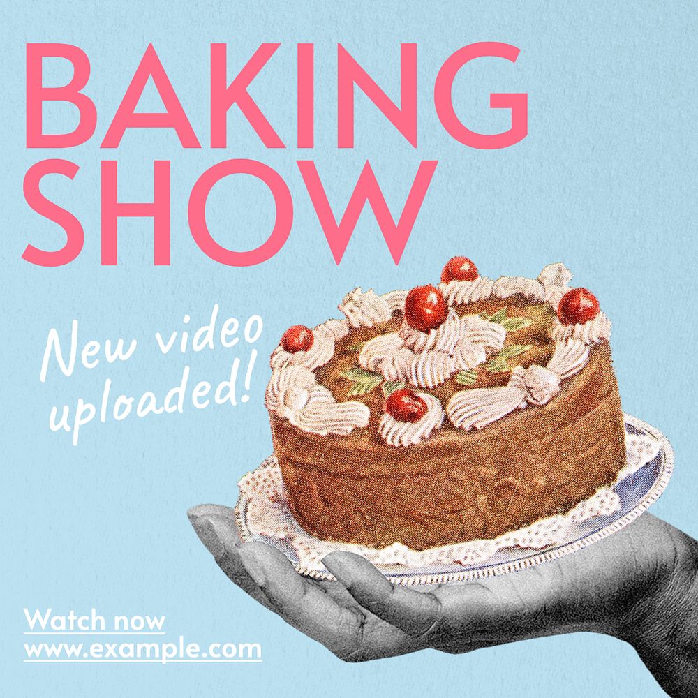 Baking show Instagram post template, editable text