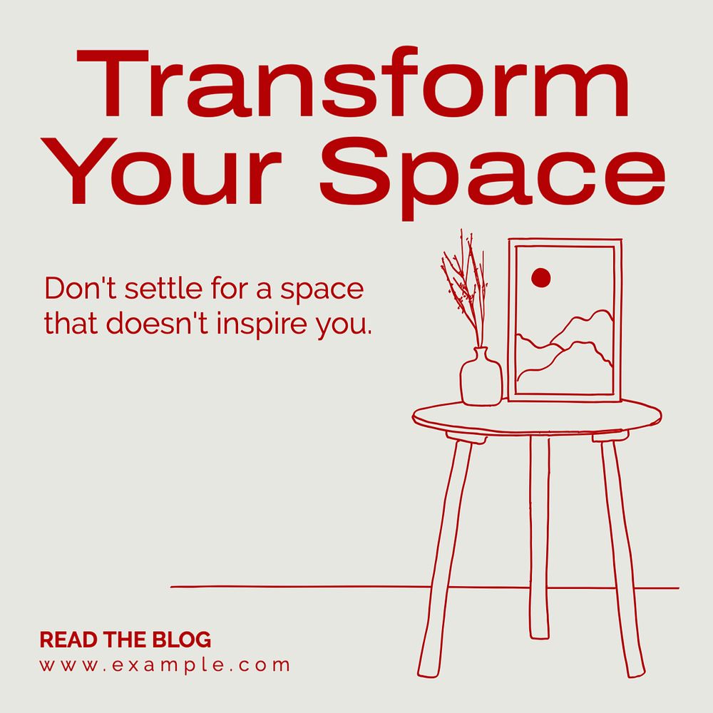 Interior design bedroom Instagram post template, editable text