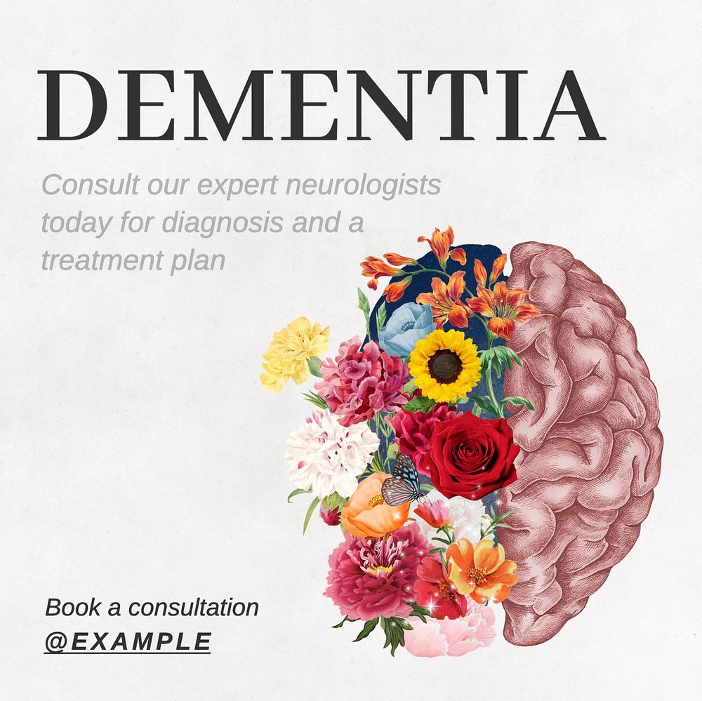 Dementia Instagram post template, editable text