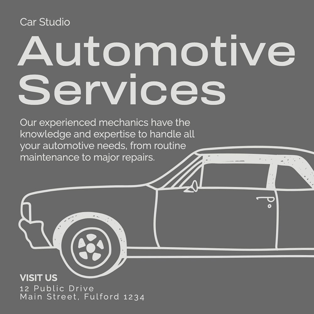 Auto services Instagram post template, editable text