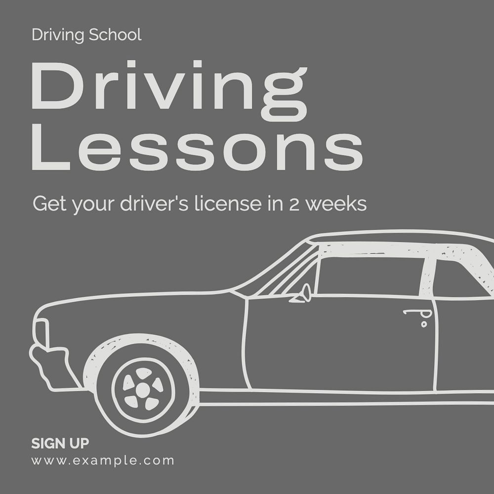 Driving lessons Instagram post template, editable text