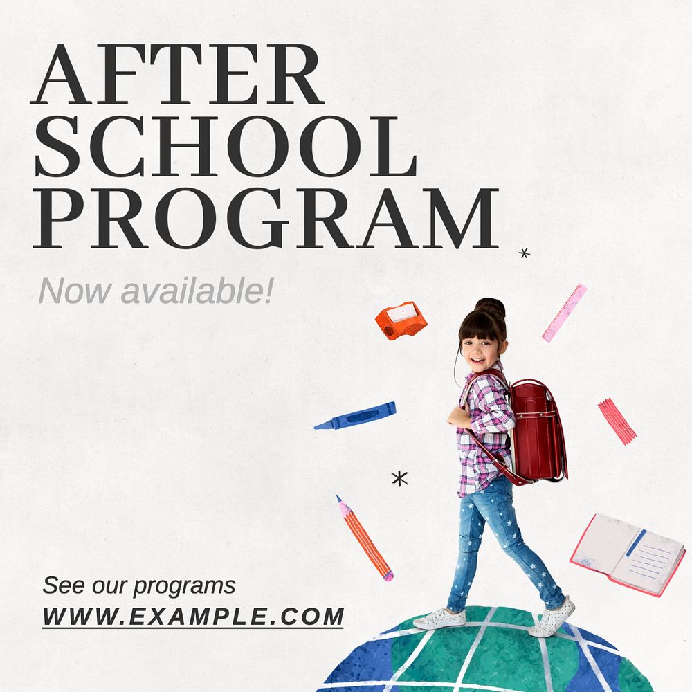 Afterschool program Instagram post template, editable text