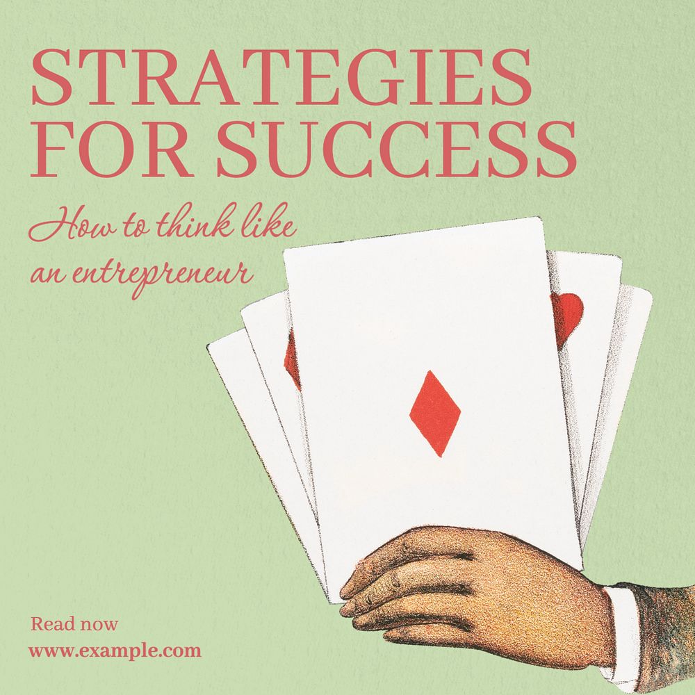 Strategies for success Instagram post template, editable text