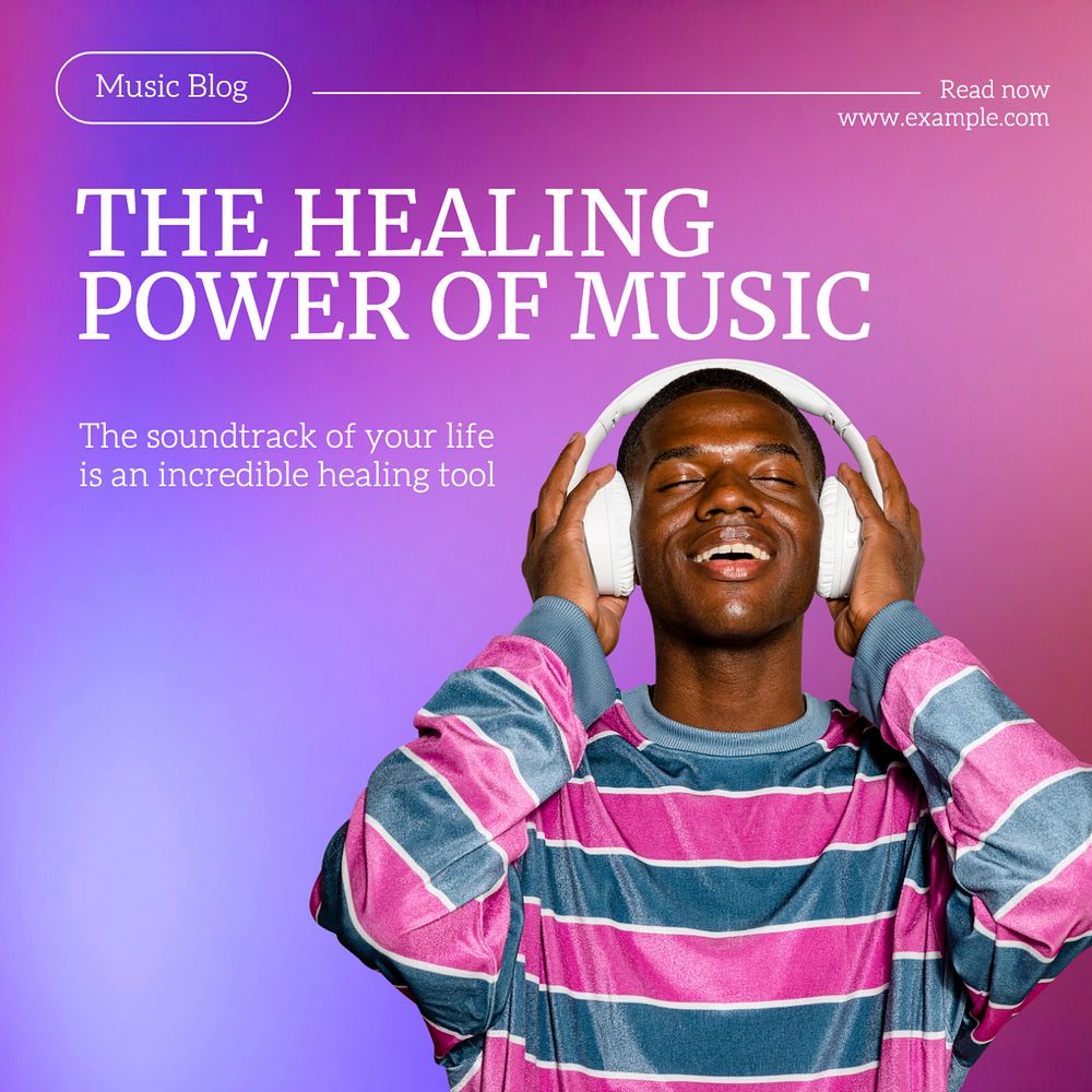 Music healing power Instagram post template, editable text