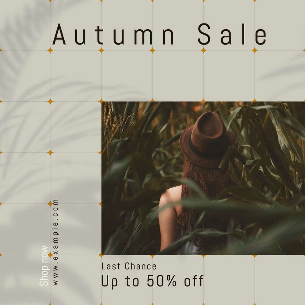 Autumn sale Instagram post template, editable text