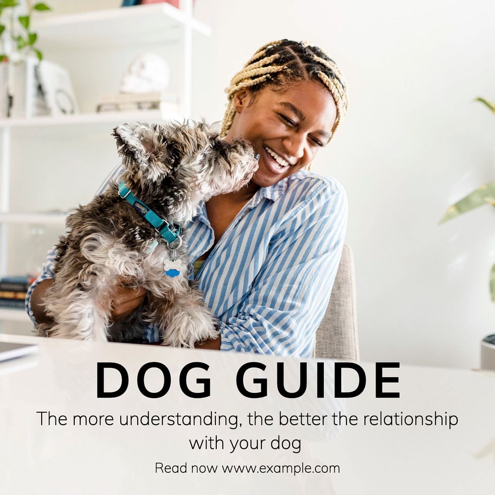 Dog guide Instagram post template, editable text