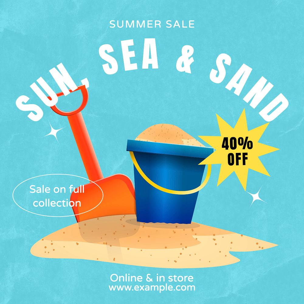 Summer sale Instagram post template, editable text