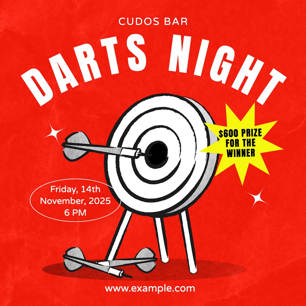 Darts night Instagram post template, editable text