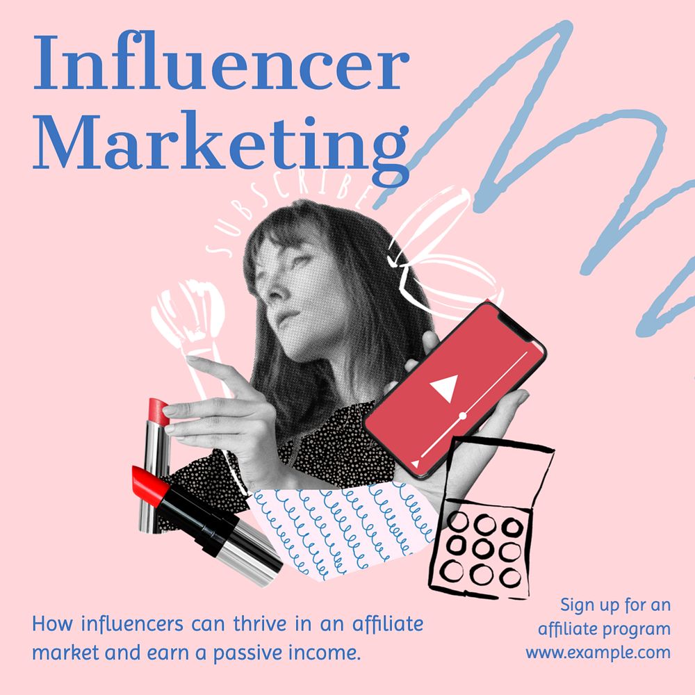 Influencer marketing Instagram post template, editable text