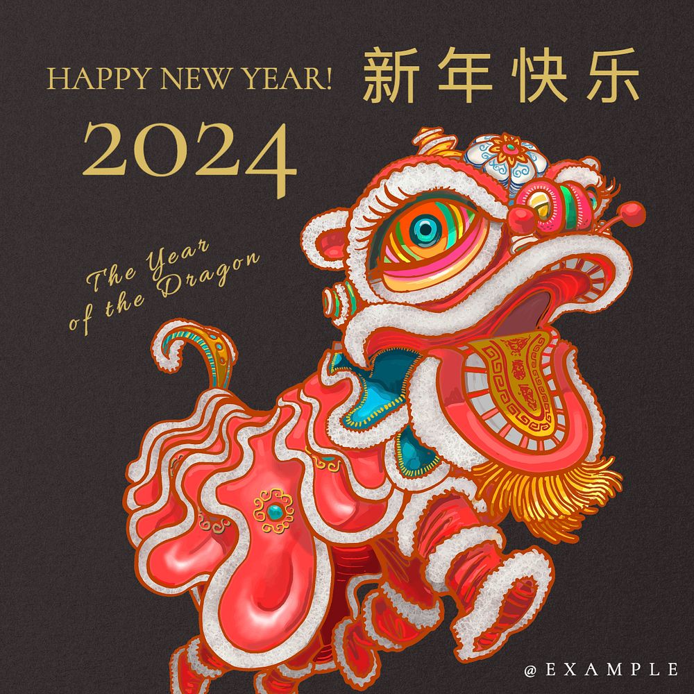 Chinese New Year Instagram post template, editable text