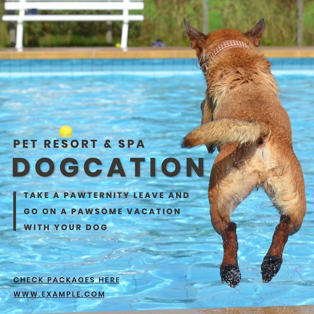 Dog vacation Instagram post template, editable text