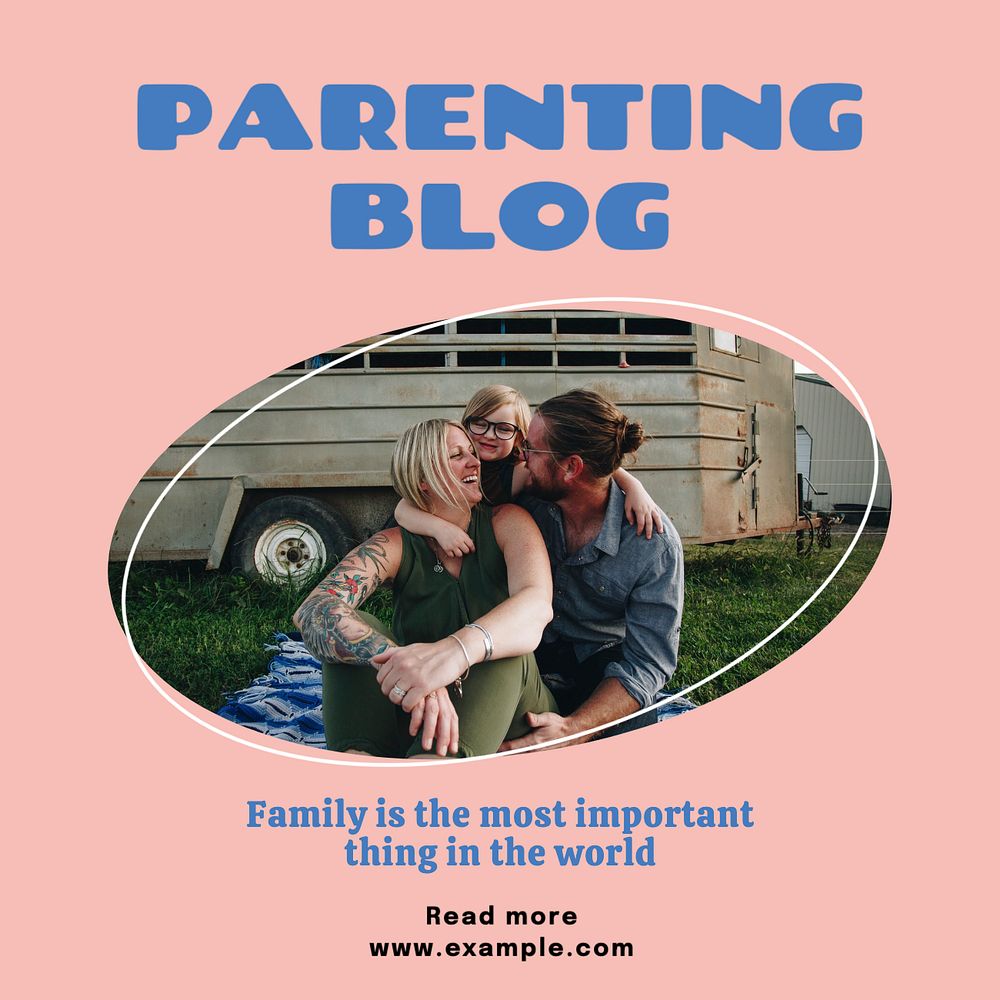 Parenting blog Instagram post template, editable text