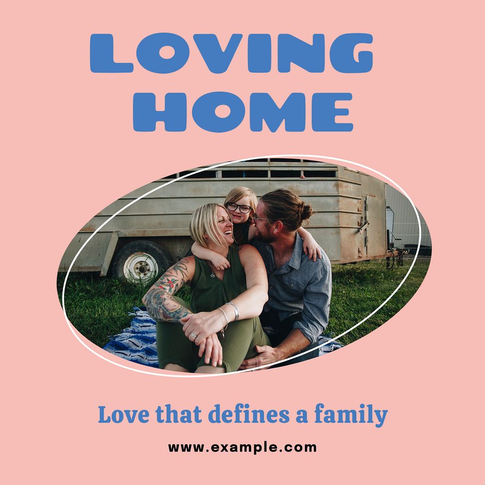 Loving home Instagram post template, editable text