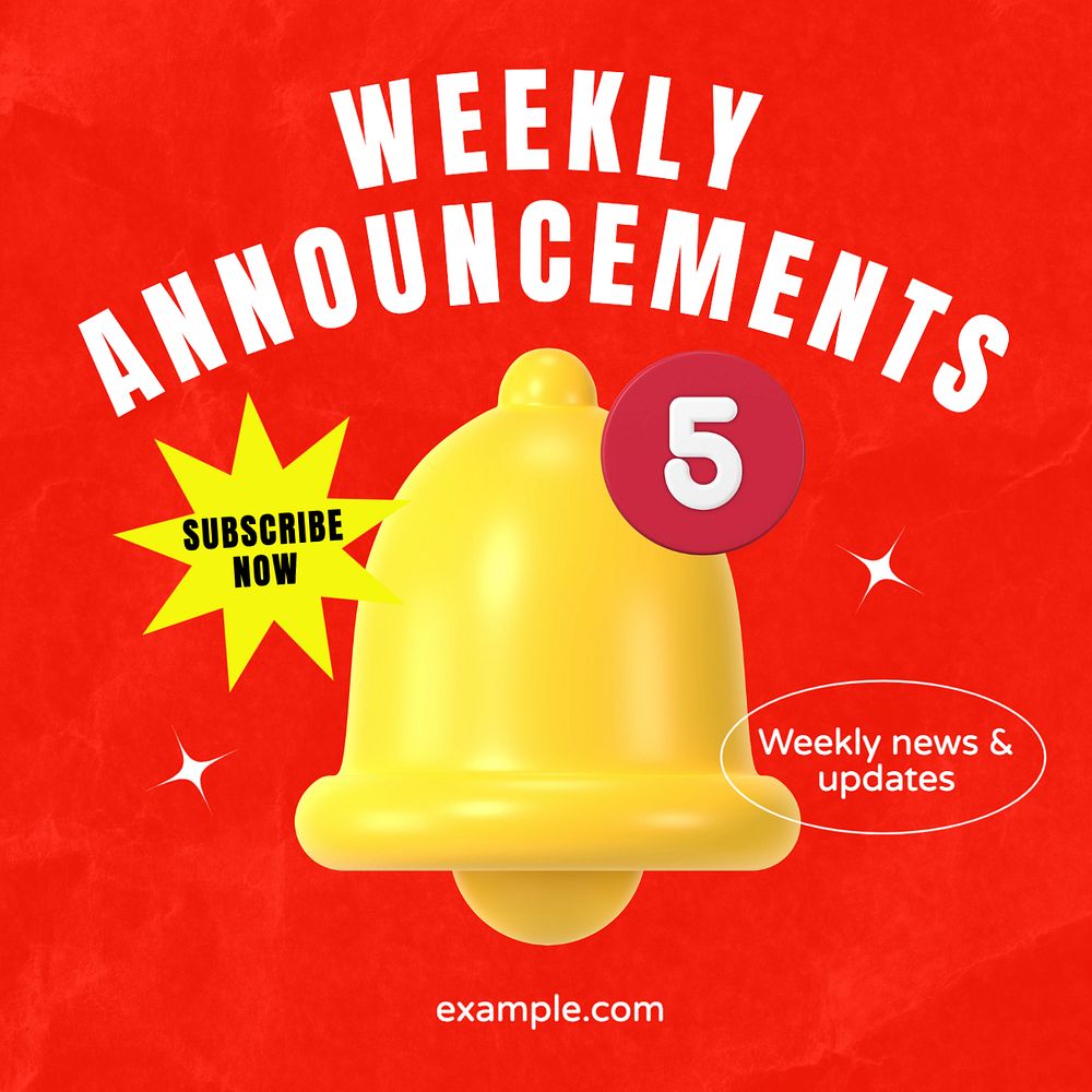 Weekly announcements Instagram post template, editable text