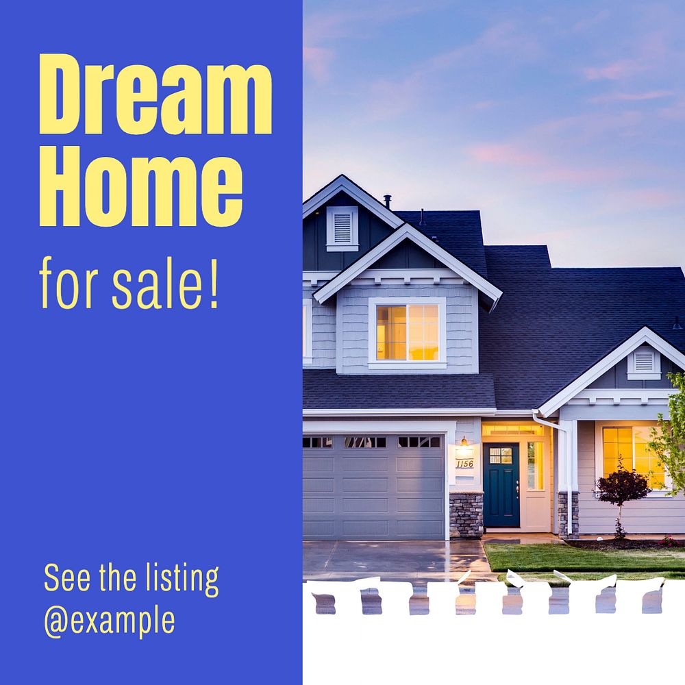 Home & real estate Instagram post template, editable text