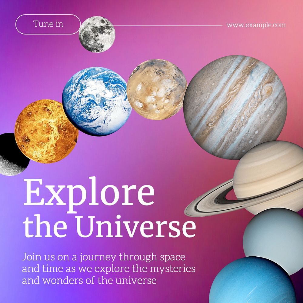 Explore the universe Instagram post template, editable text