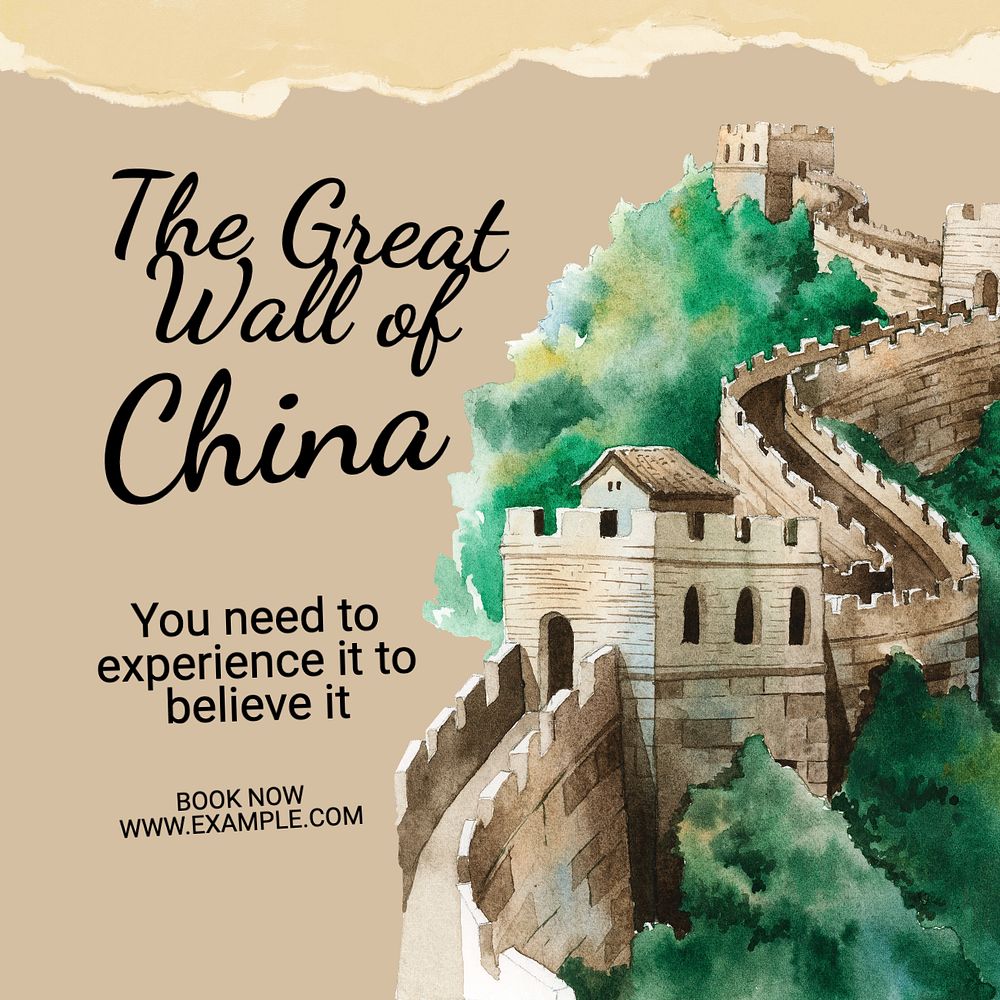 Wall of China Instagram post template, editable text