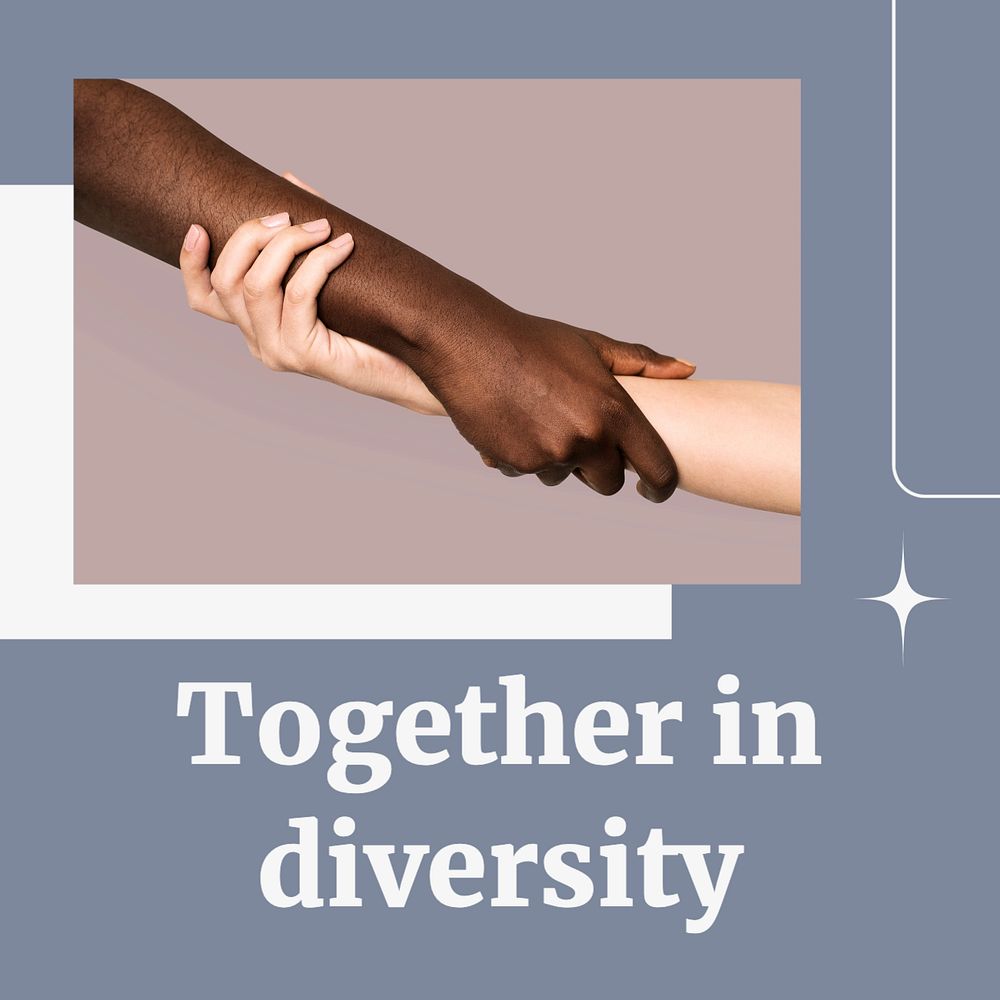 Together in diversity Instagram post template, editable text