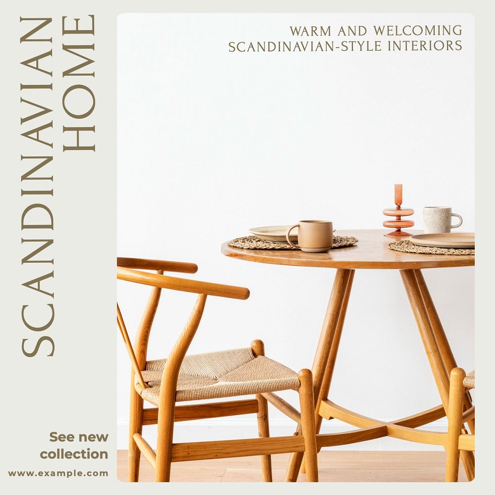 Scandinavian furniture Instagram post template, editable text