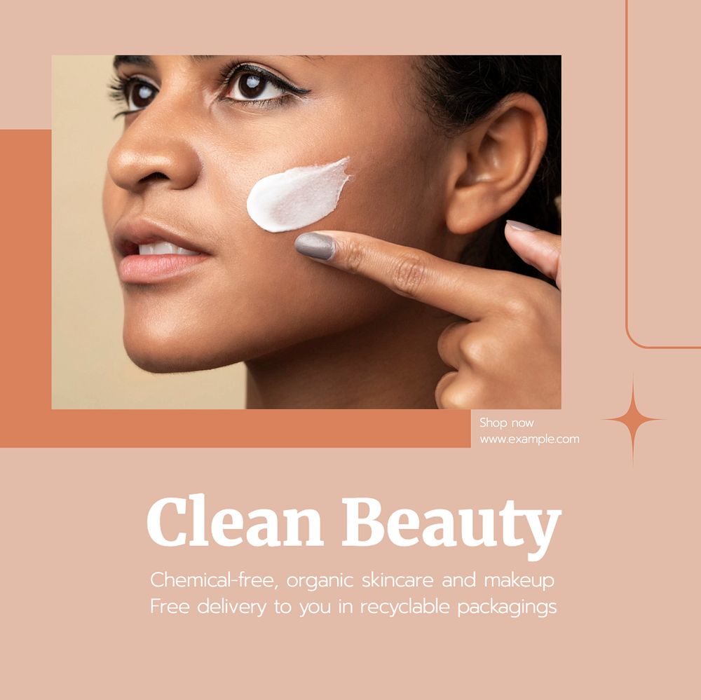 Clean beauty Instagram post template, editable text