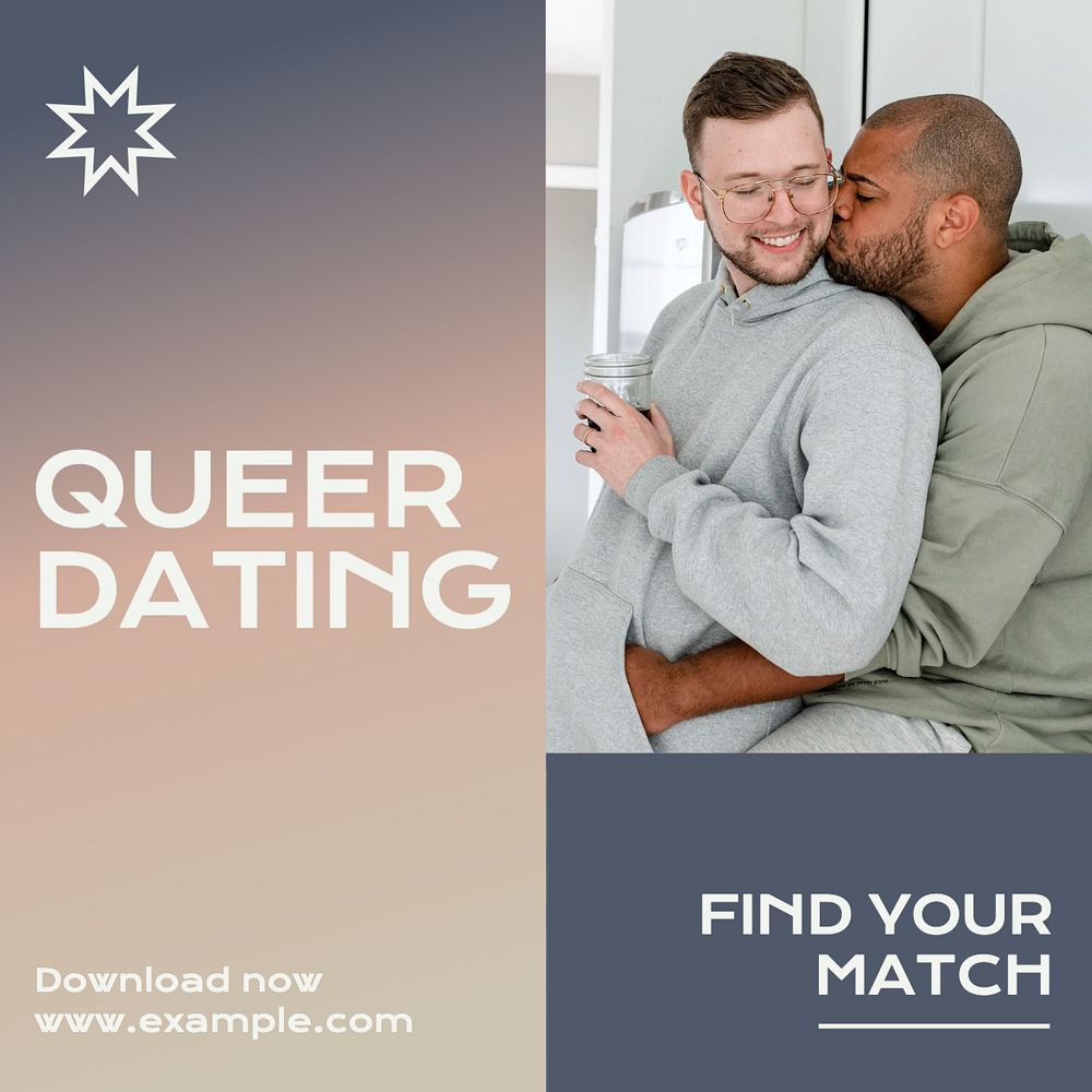 Queer dating app Instagram post template, editable text