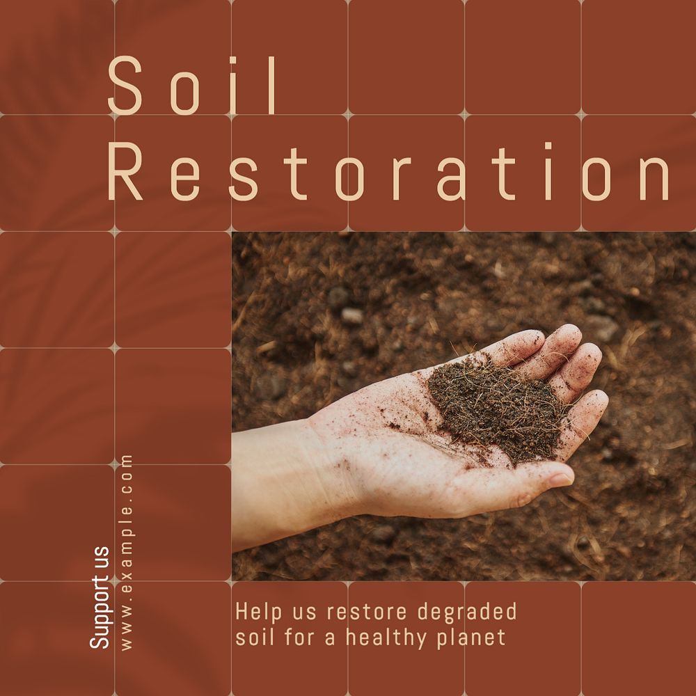 Soil restoration Instagram post template, editable text