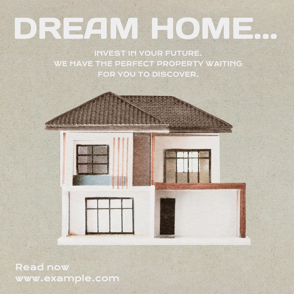 Dream home Instagram post template, editable text