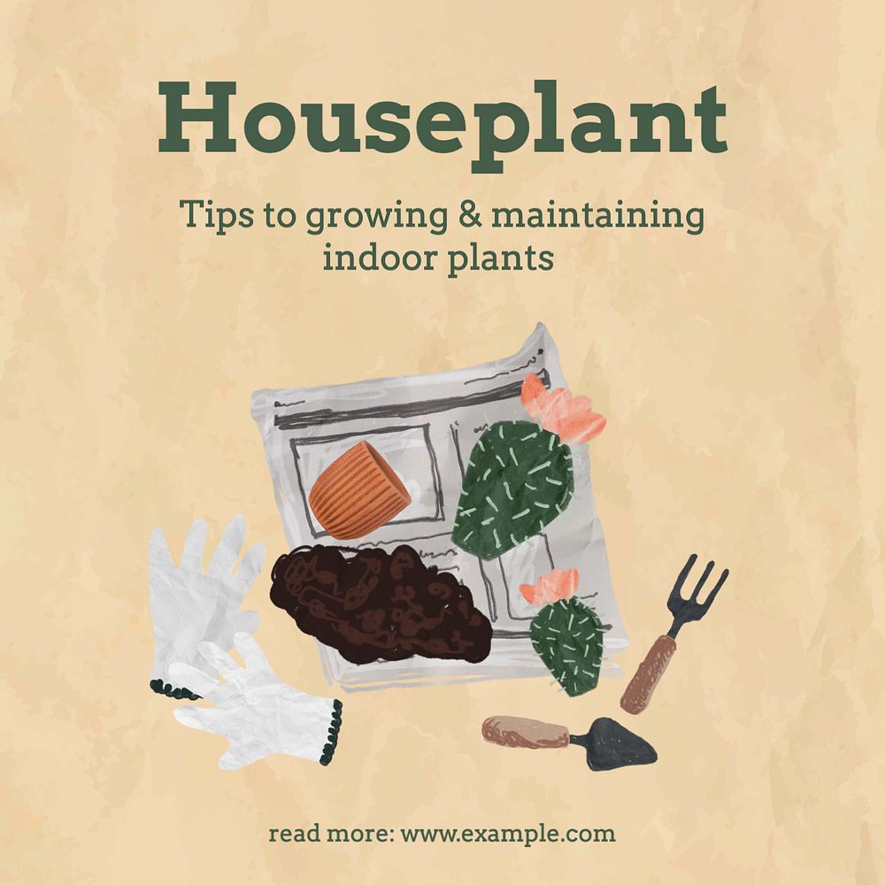 Houseplant tips Instagram post template, editable text