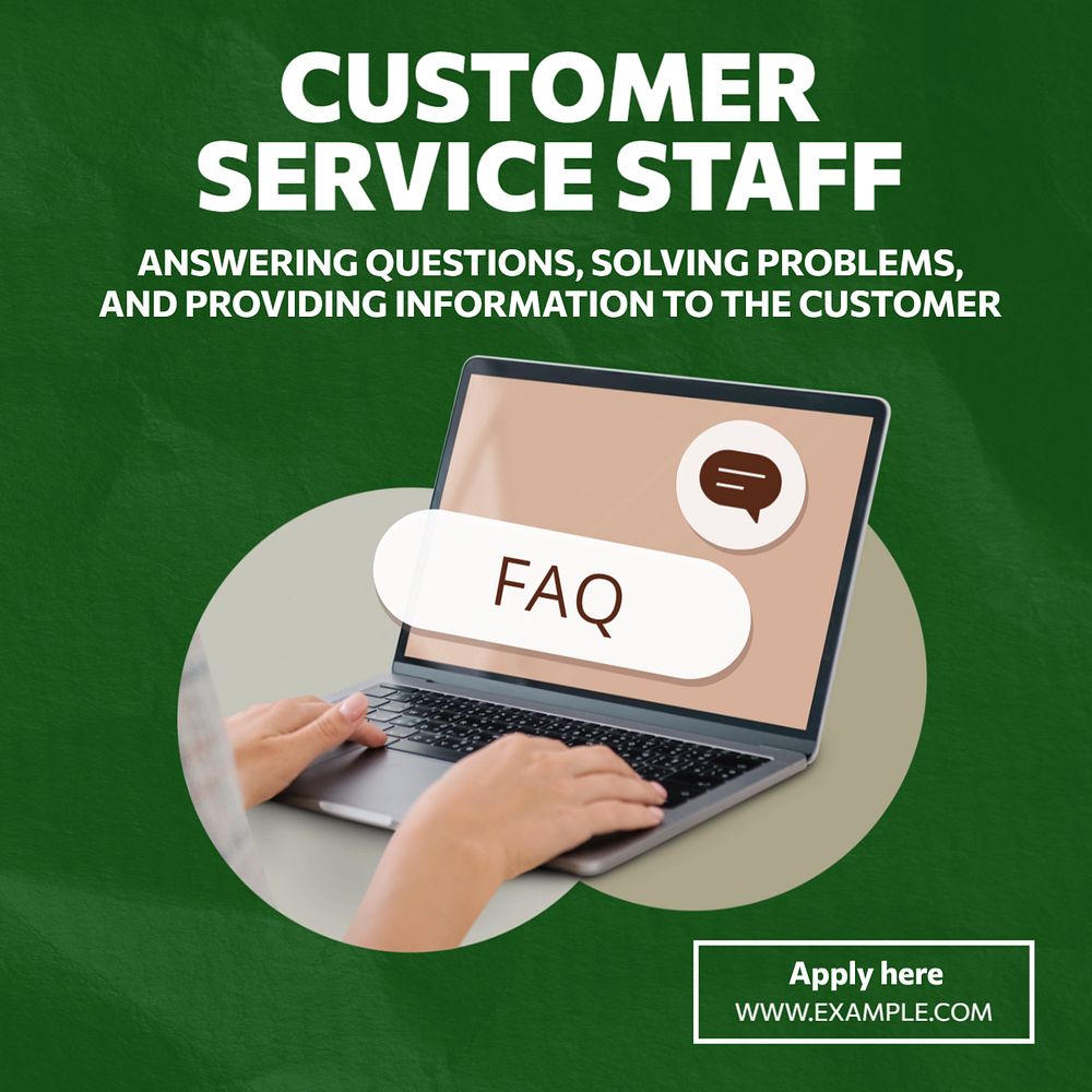 Customer service staff Instagram post template, editable design