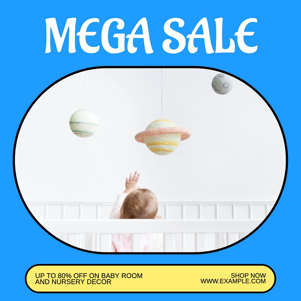 Mega sale Instagram post template, editable text