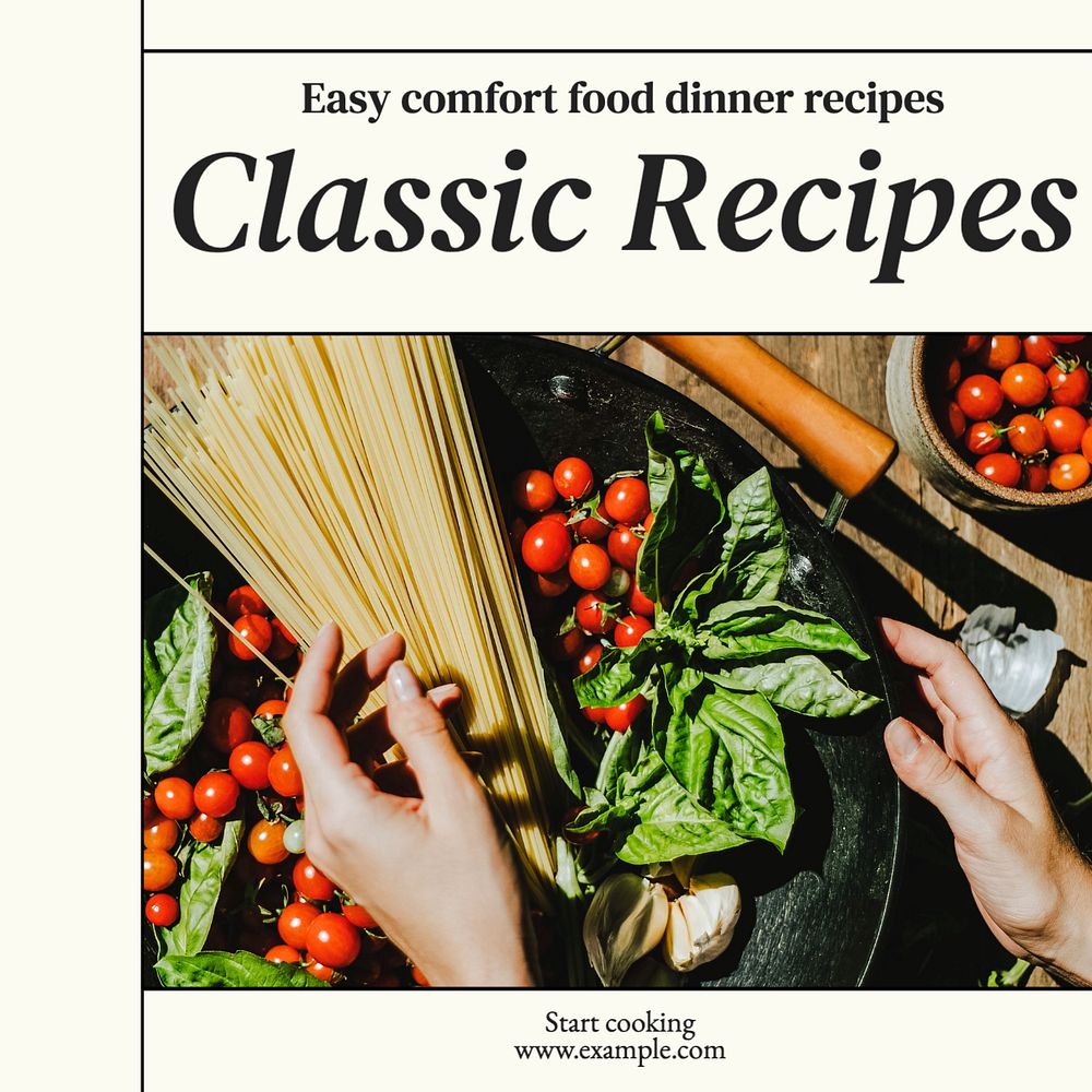 Food recipes Instagram post template, editable text