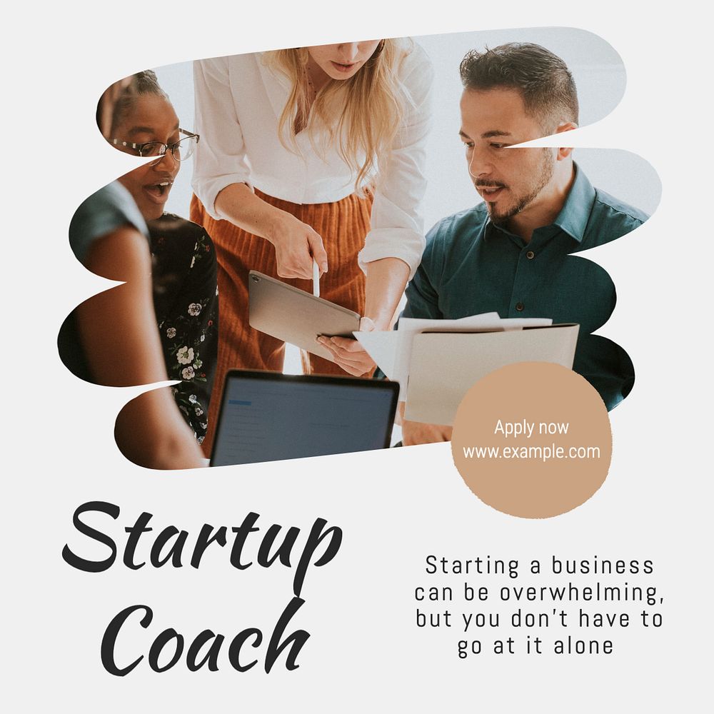 Startup coach business Instagram post template, editable text