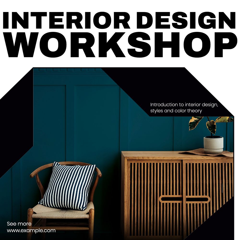 Interior design workshop Instagram post template, editable text