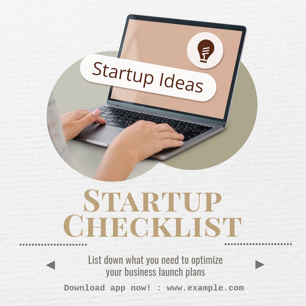 Startup checklist Instagram post template, editable text