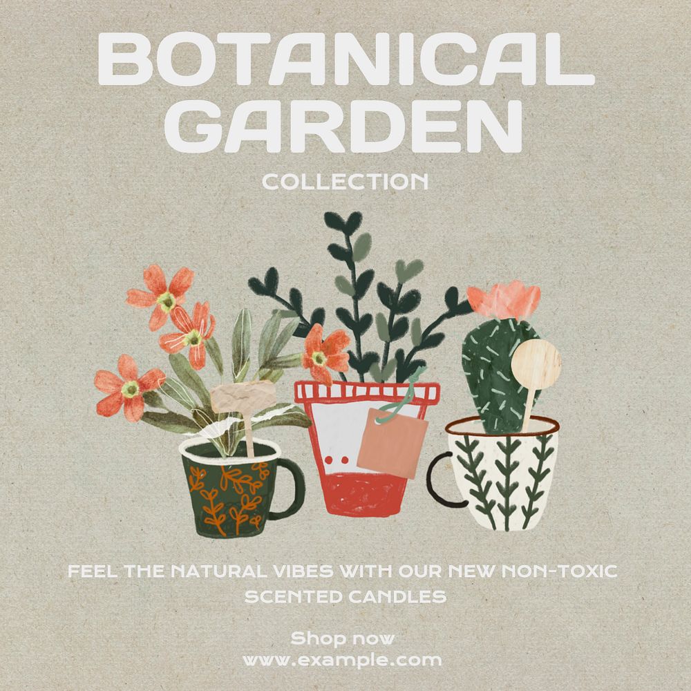 Botanical garden collection Instagram post template, editable text