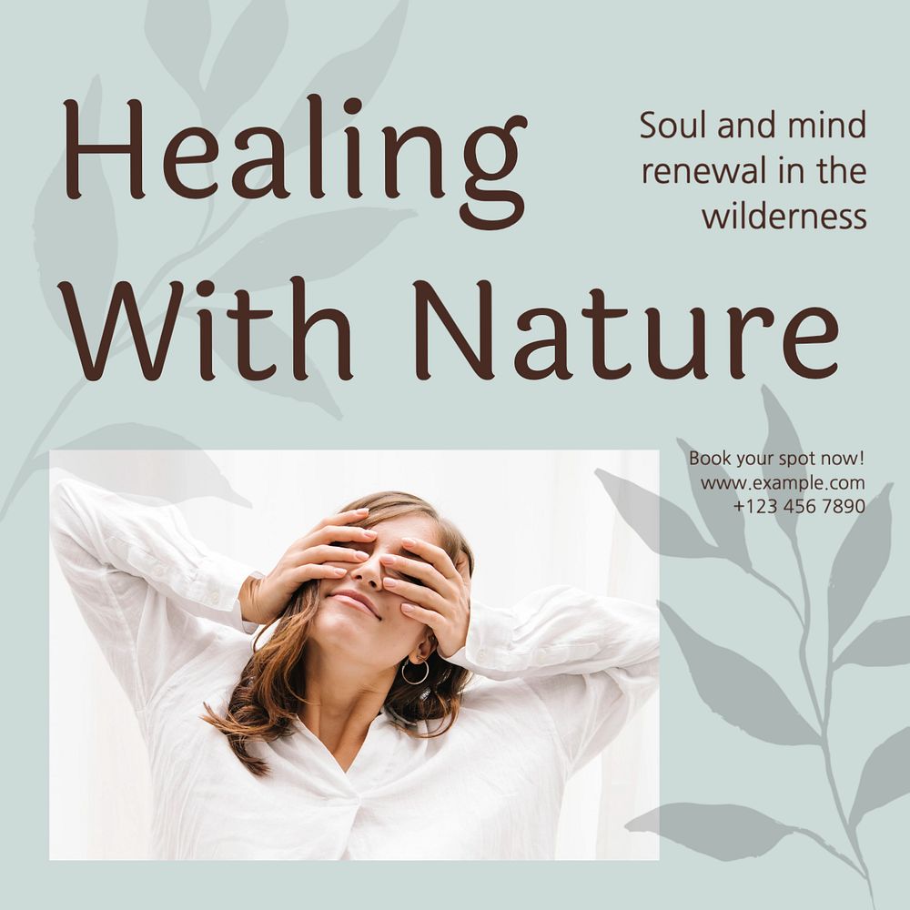 Healing with nature Instagram post template, editable text