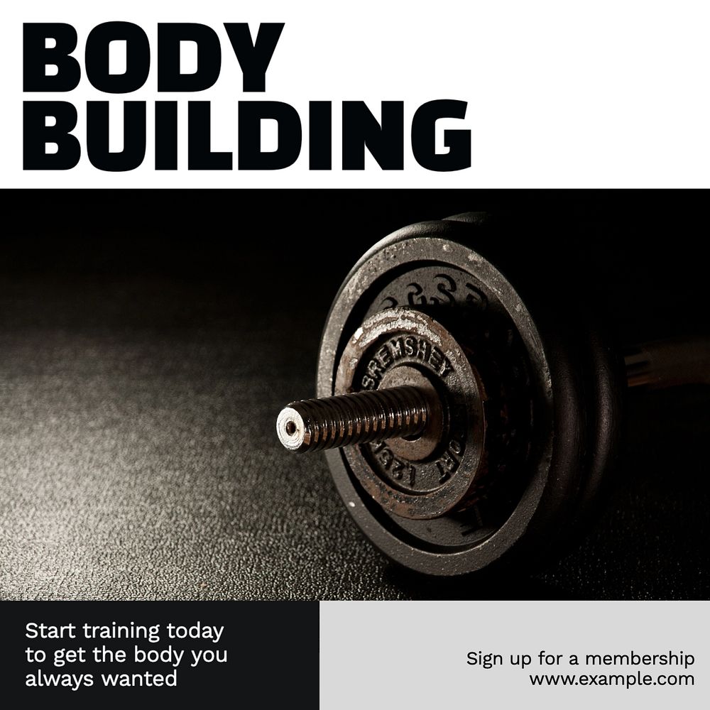 Body building Instagram post template, editable text