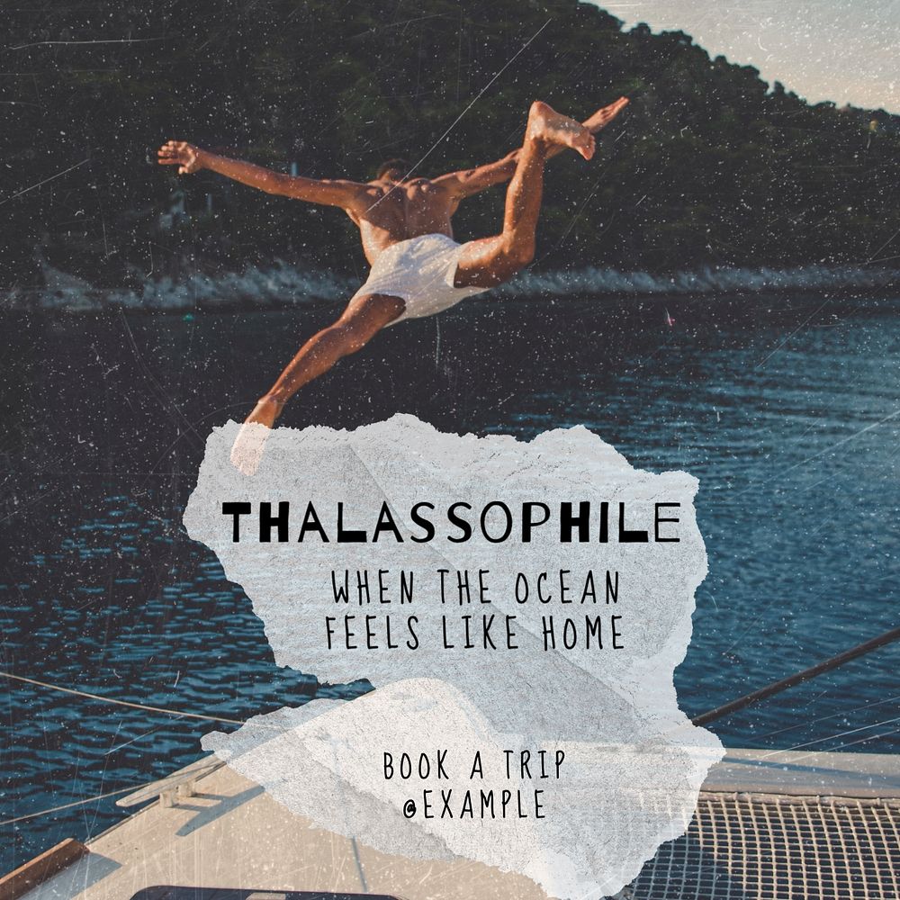 Ocean lover Instagram post template, editable text