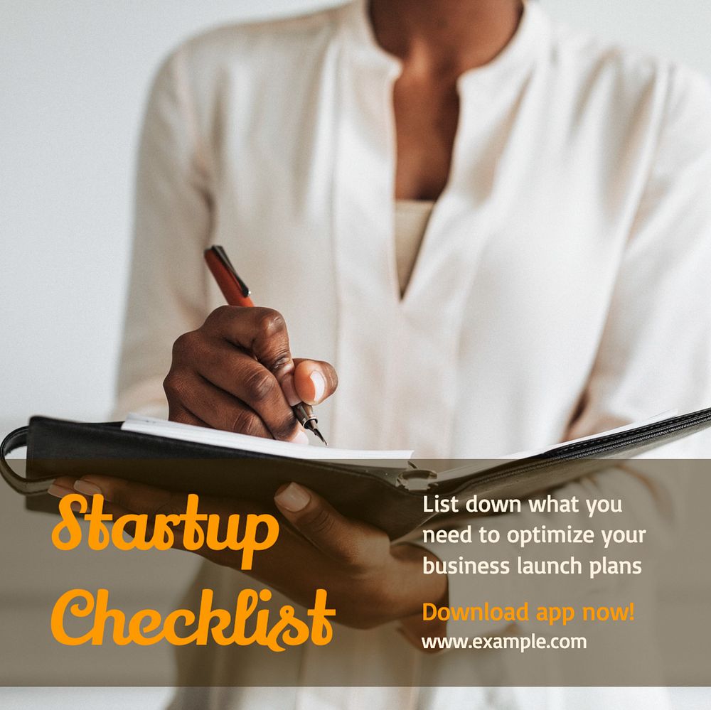 Startup checklist Instagram post template, editable text