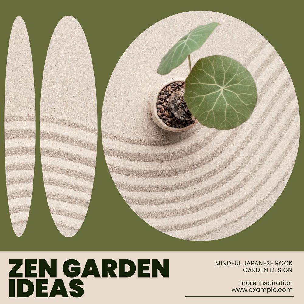 Zen garden Instagram post template, editable text