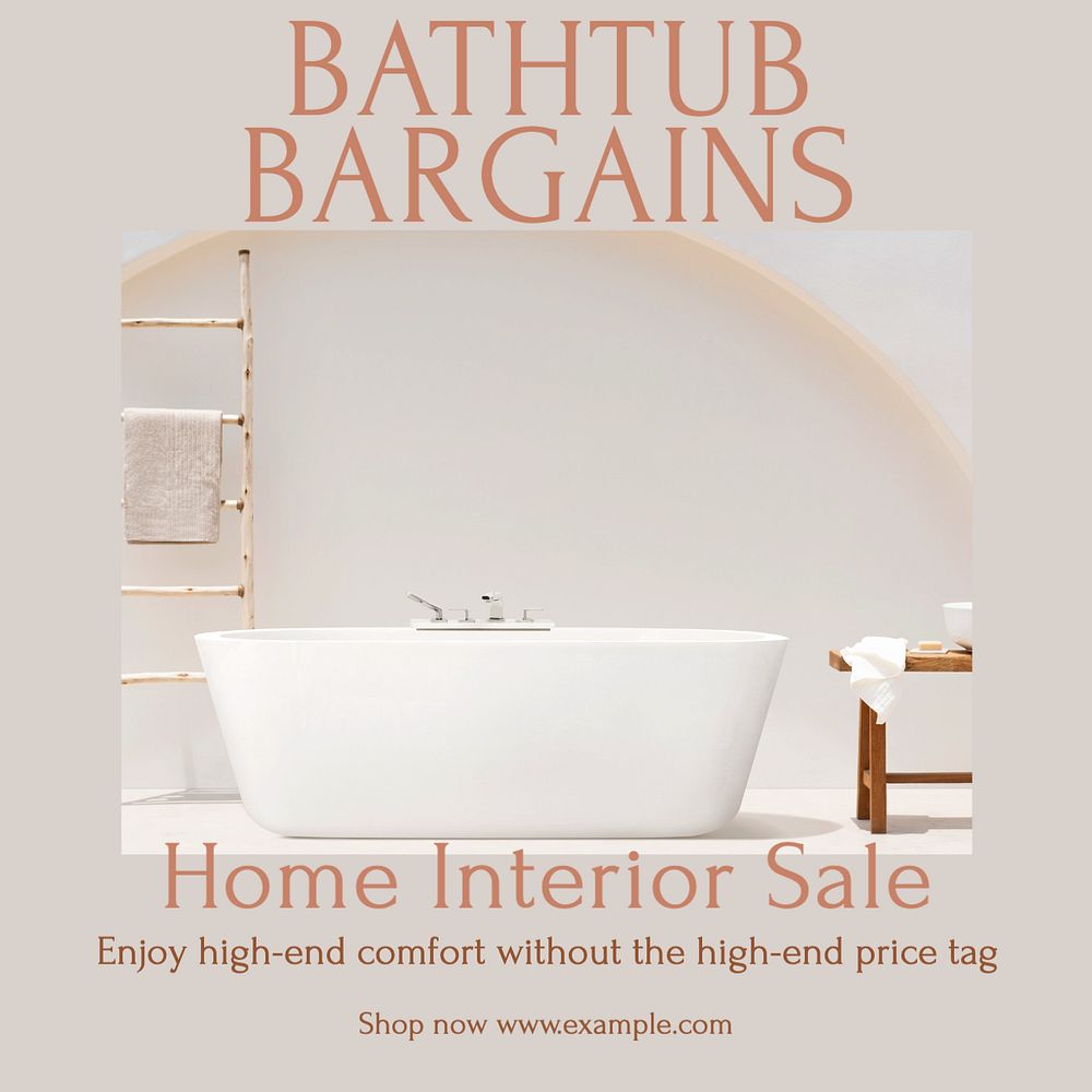 Bathtub bargains Instagram post template, editable text