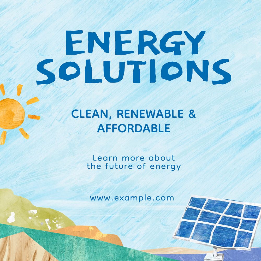 Energy solutions Instagram post template, editable text